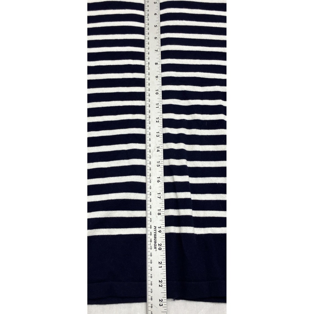 August Silk Heritage Cardigan Women L Navy Blue Striped Lace Applique Nautical - Picture 7 of 7